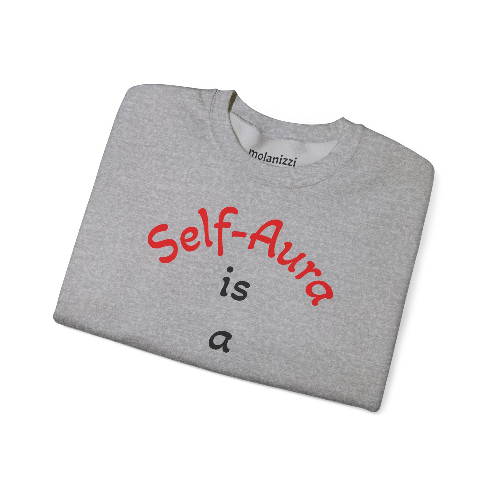 Cozy Crewneck Unisex Sweatshirt with Self Aura letters by Molanizzi