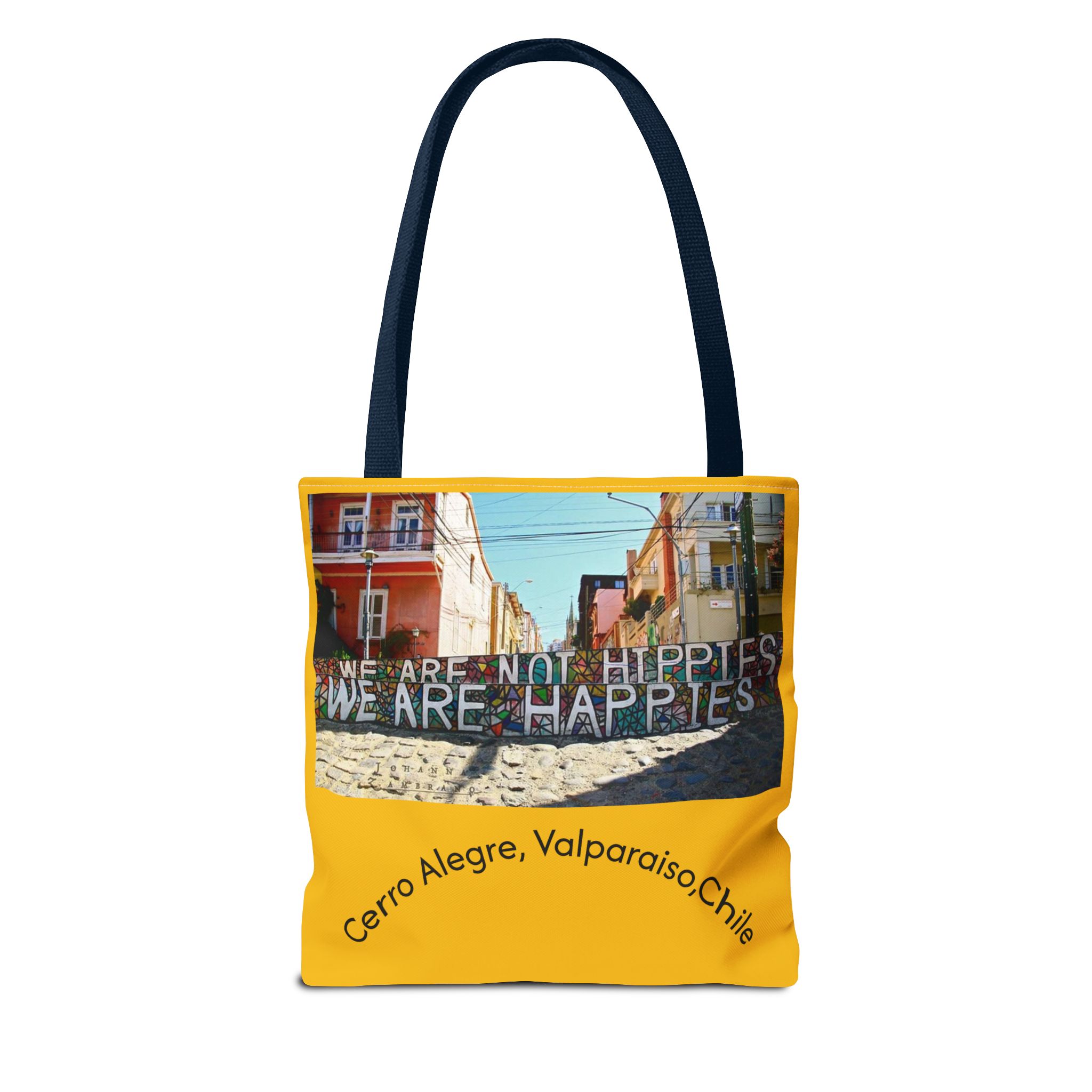 Yellow Statement Tote bag with Valparaiso Graphic. By Molanizzi