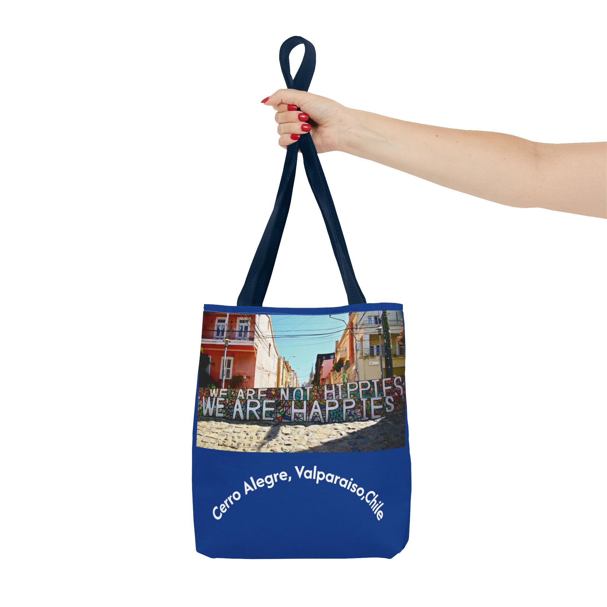Molanizzi travel tote bag with Valparaiso graffiti print.