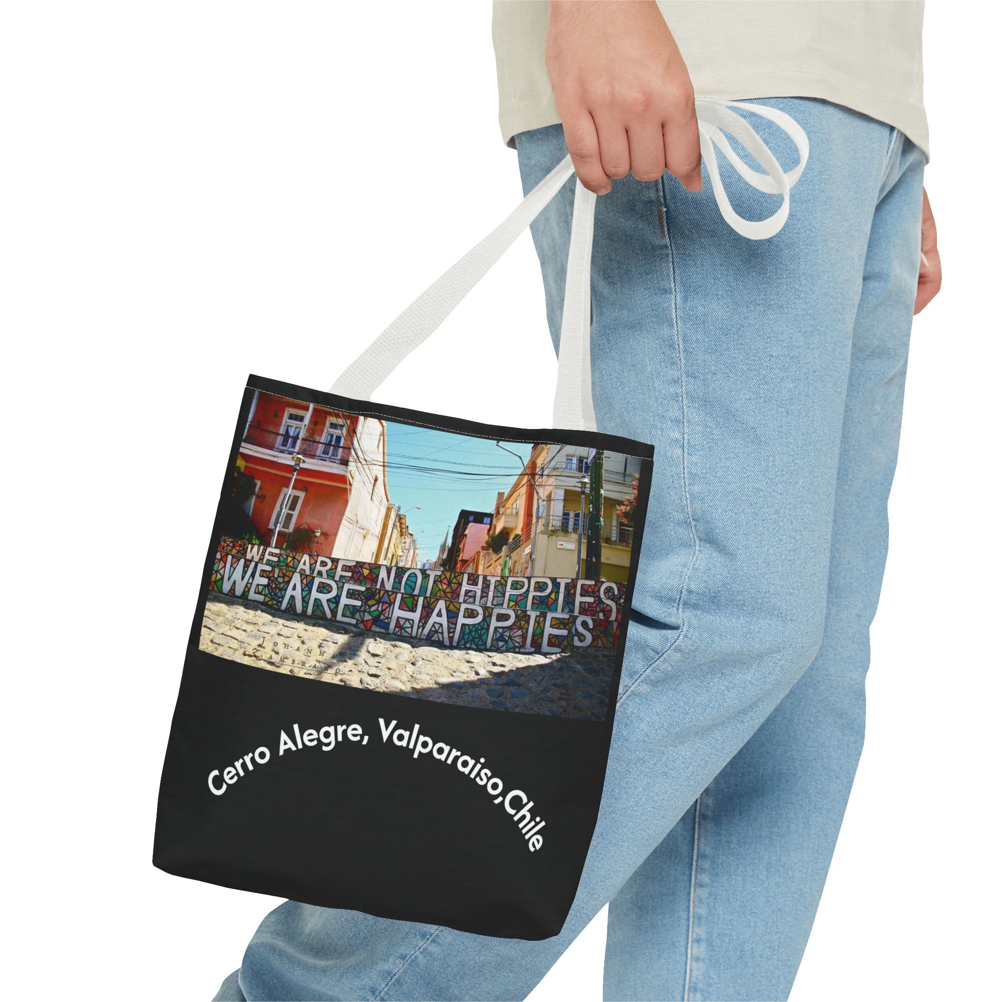Black Tote bag with Valparaiso graffiti print by Molanizzi