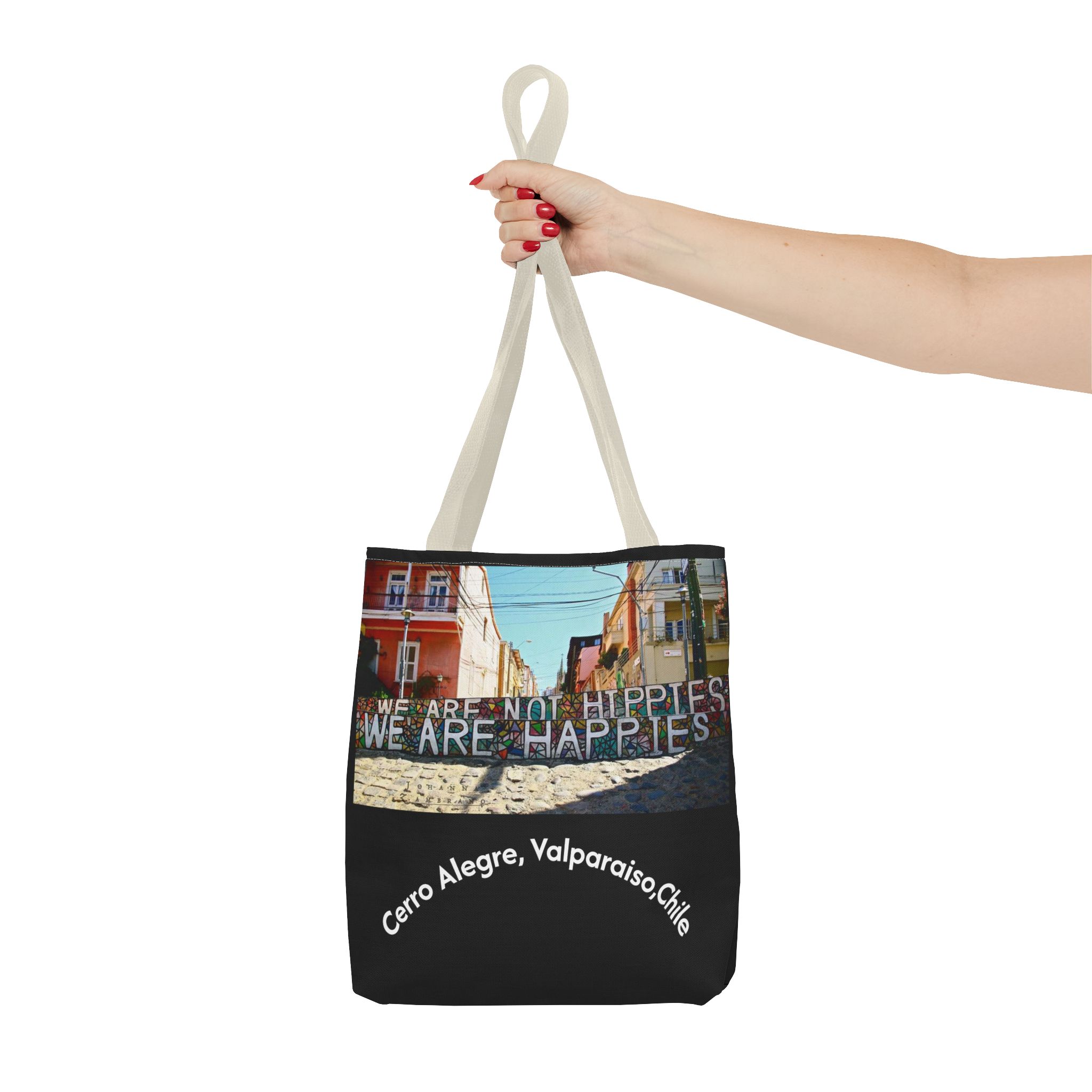Black Tote bag with Valparaiso graffiti print by Molanizzi