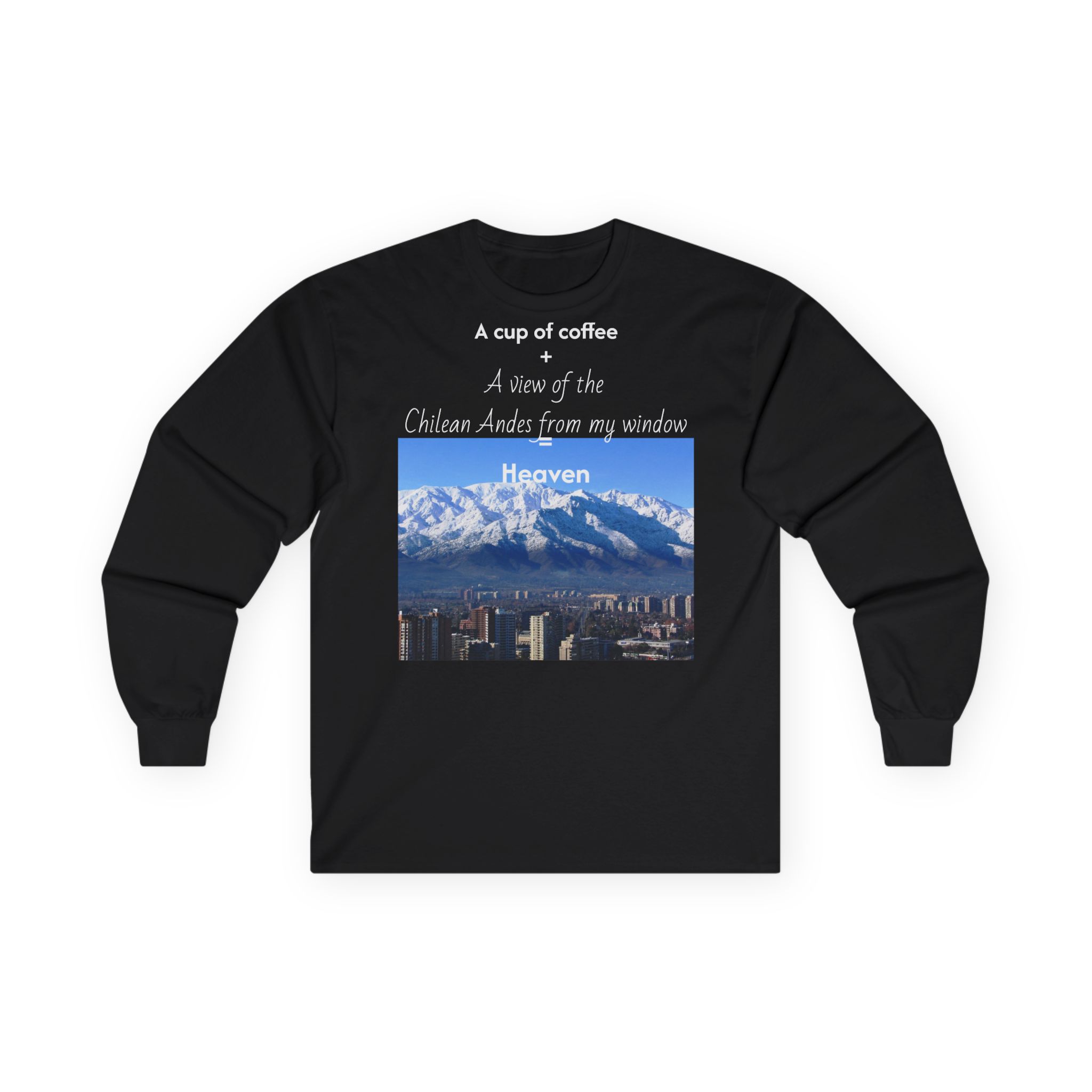Heavenly Coffee Long Sleeve Tee, Mountain View Graphic