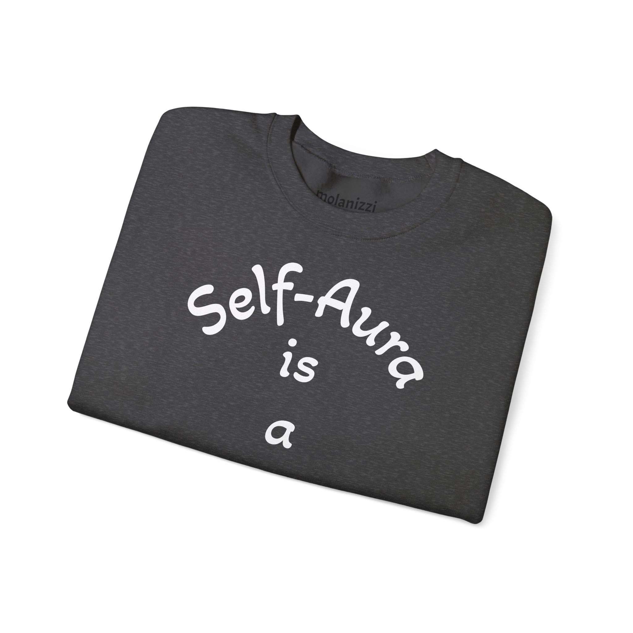 Cozy Crewneck Unisex Sweatshirt with Self Aura letters by Molanizzi