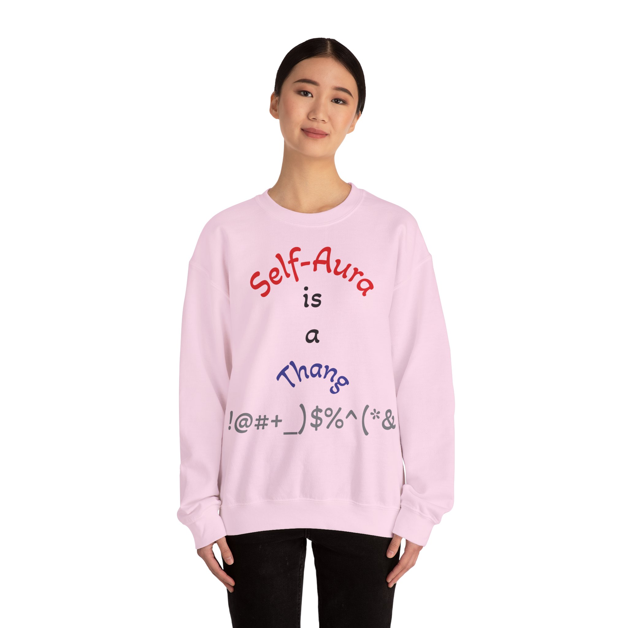 Cozy Crewneck Unisex Sweatshirt with Self Aura letters by Molanizzi