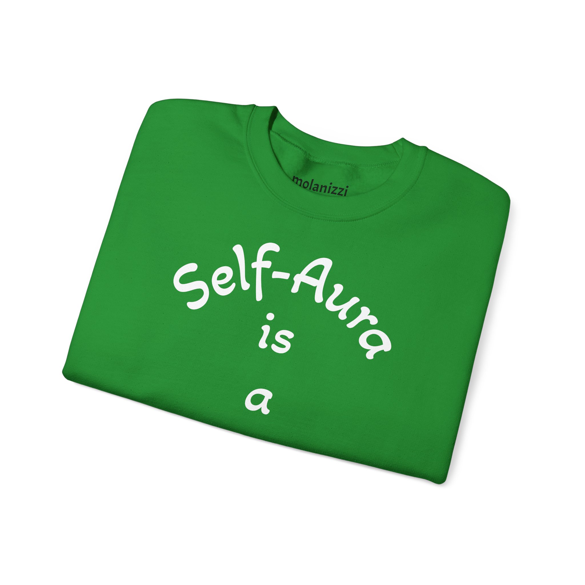 Cozy Crewneck Unisex Sweatshirt with Self Aura letters by Molanizzi