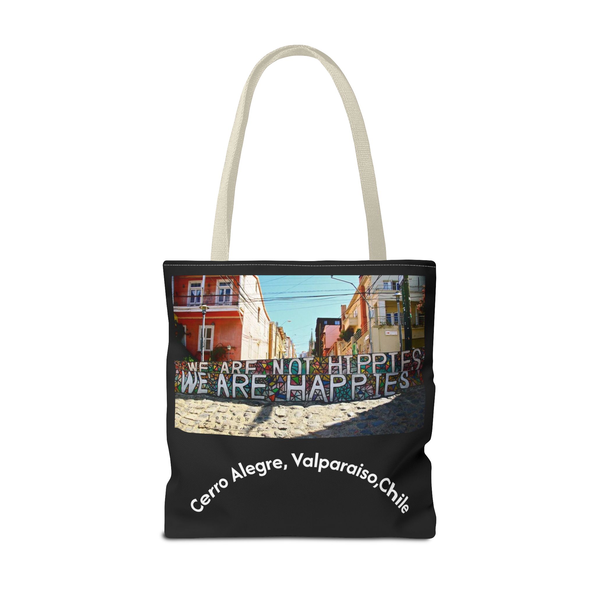 Black Tote bag with Valparaiso graffiti print by Molanizzi