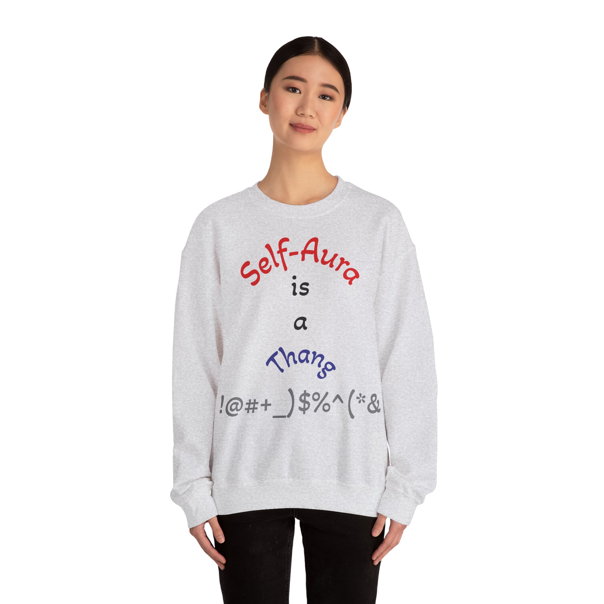 Cozy Crewneck Unisex Sweatshirt with Self Aura letters by Molanizzi
