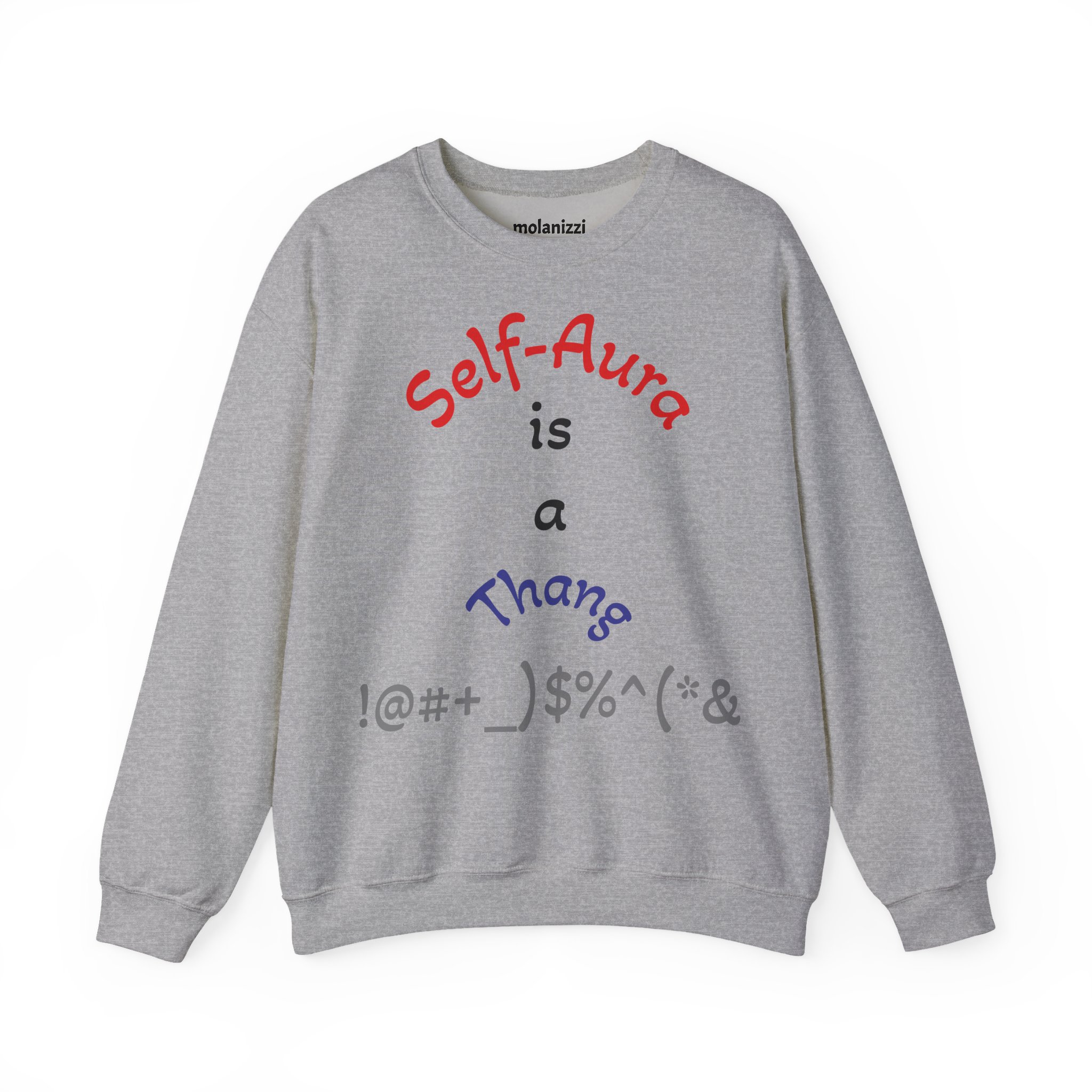 Cozy Crewneck Unisex Sweatshirt with Self Aura letters by Molanizzi