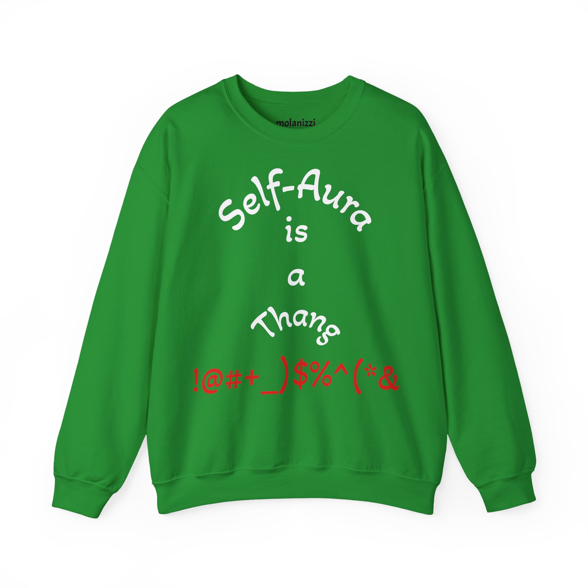Cozy Crewneck Unisex Sweatshirt with Self Aura letters by Molanizzi