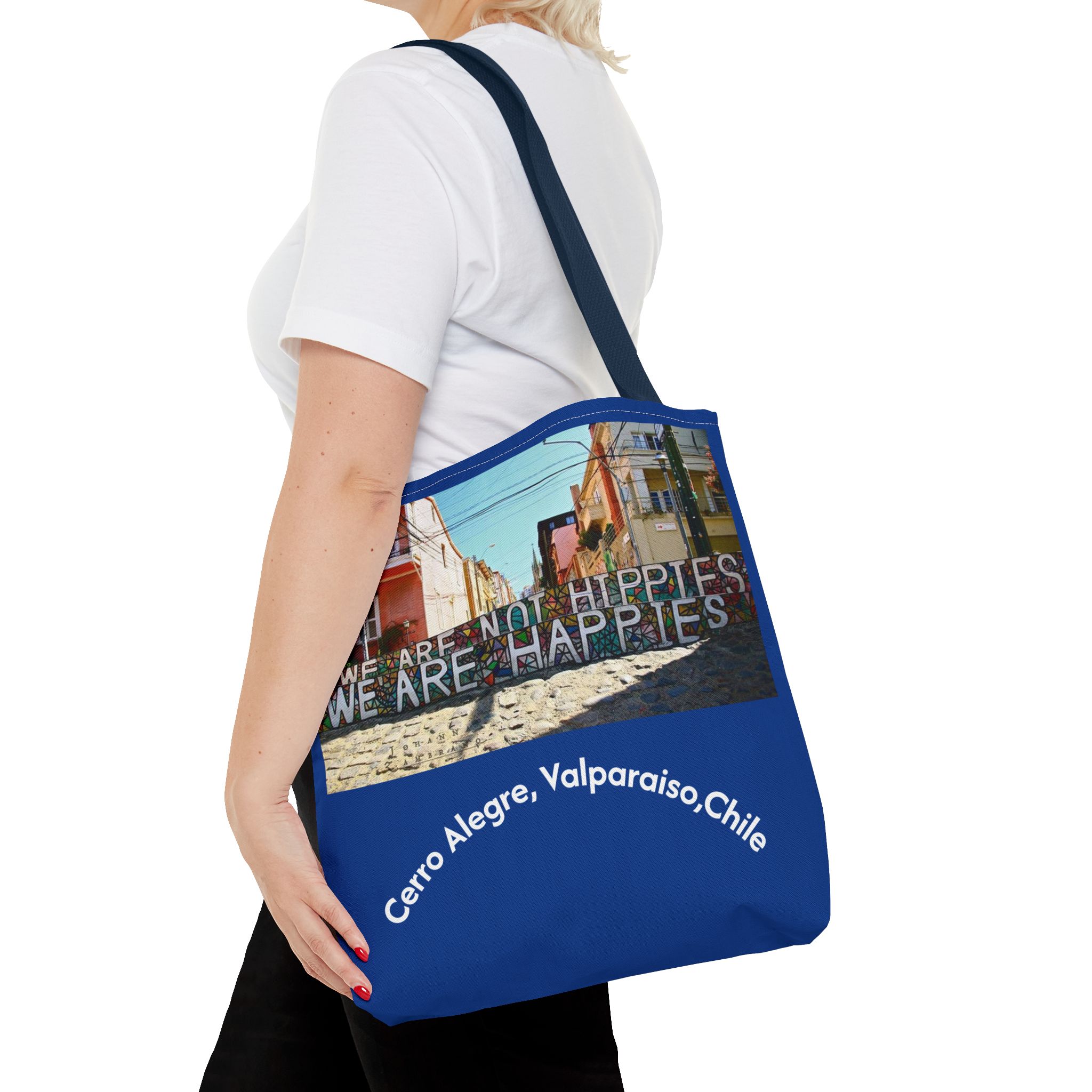 Molanizzi travel tote bag with Valparaiso graffiti print.