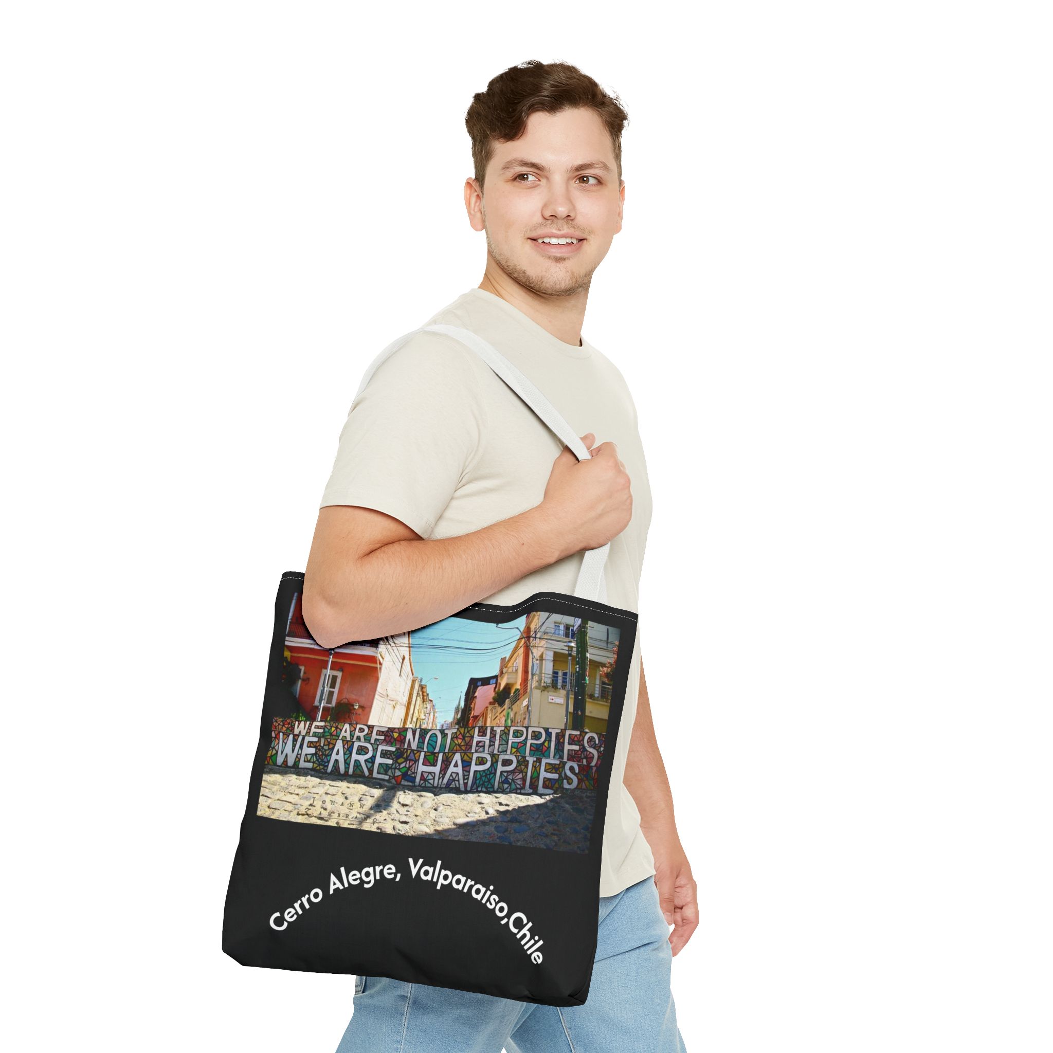 Black Tote bag with Valparaiso graffiti print by Molanizzi