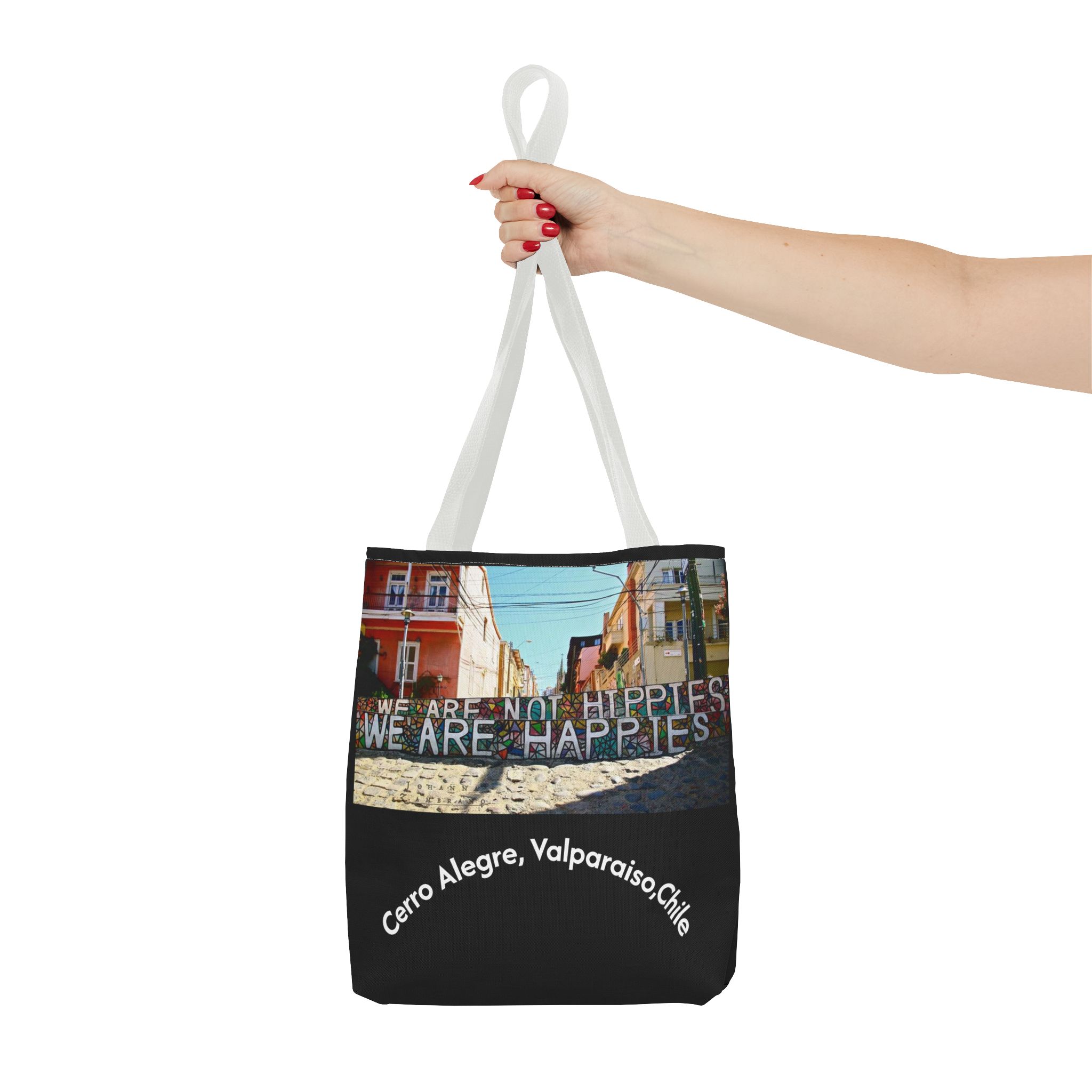 Black Tote bag with Valparaiso graffiti print by Molanizzi