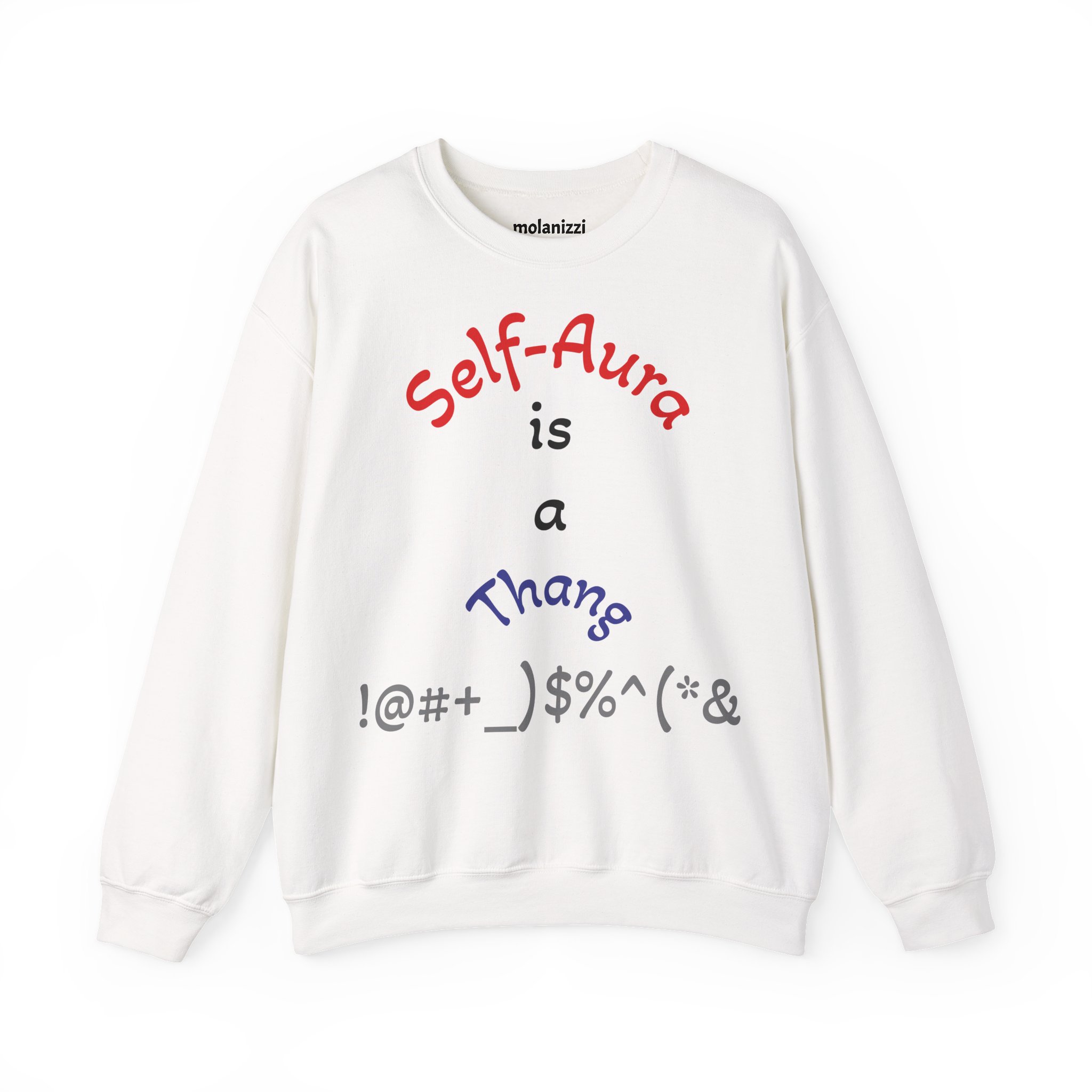 Cozy Crewneck Unisex Sweatshirt with Self Aura letters by Molanizzi