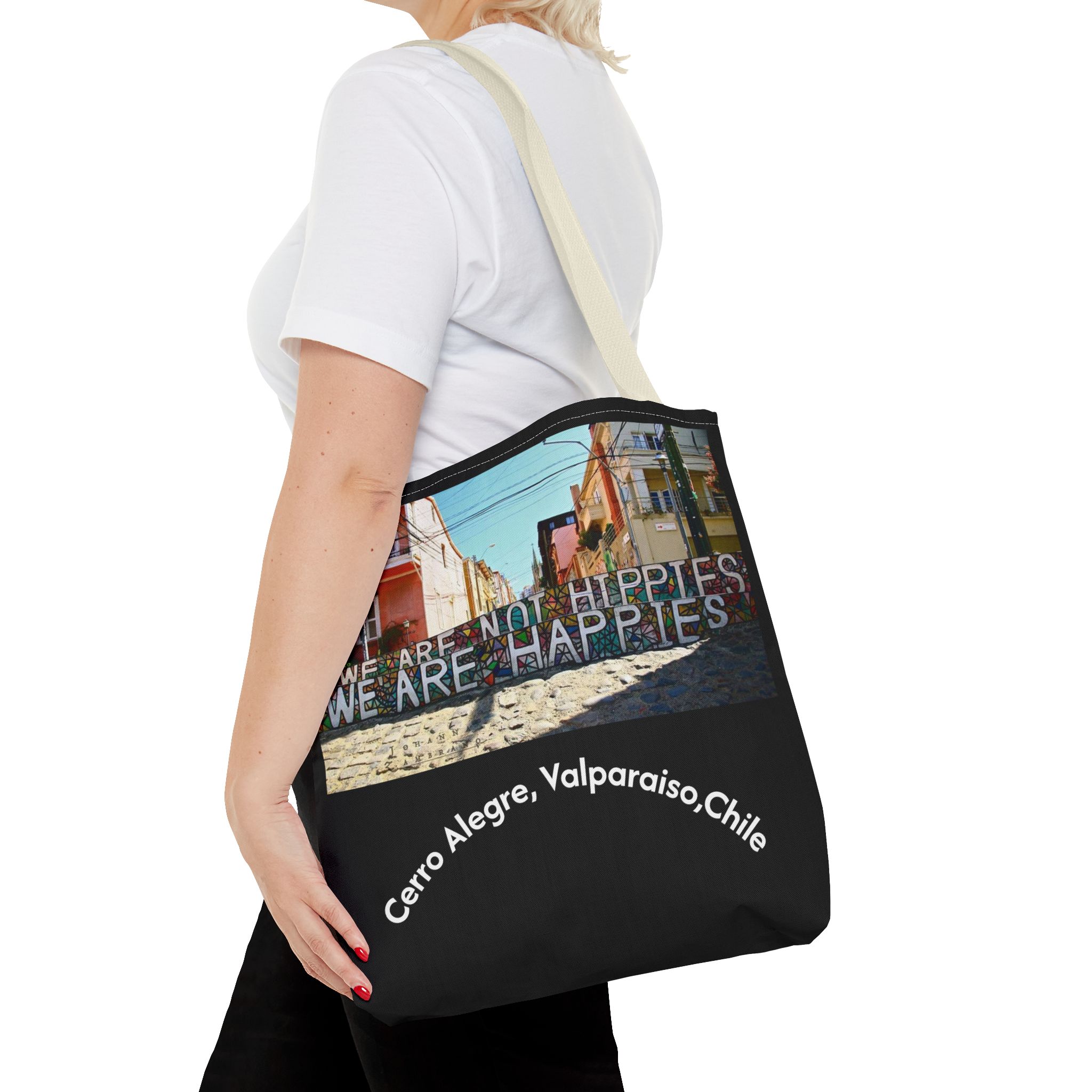 Black Tote bag with Valparaiso graffiti print by Molanizzi