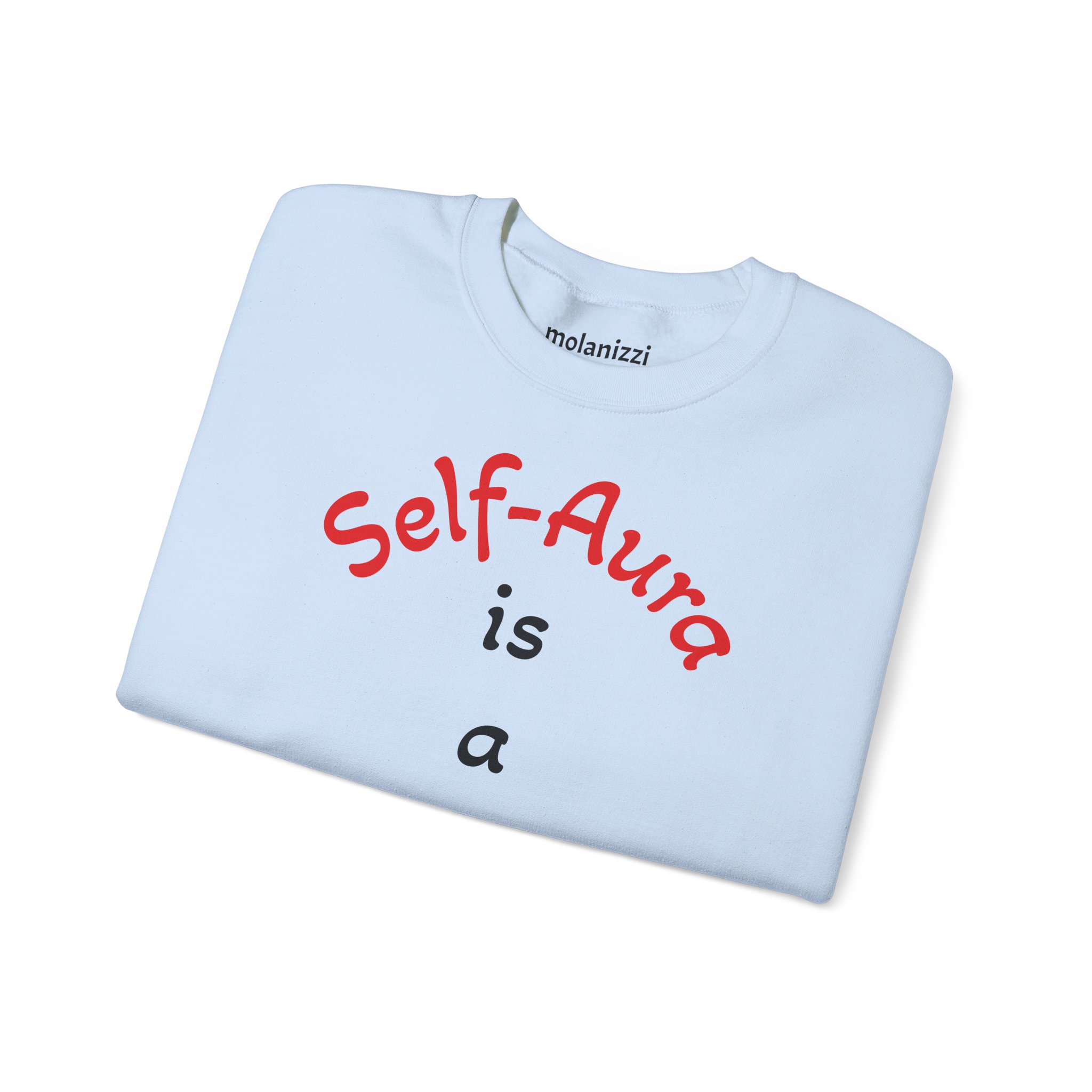 Cozy Crewneck Unisex Sweatshirt with Self Aura letters by Molanizzi