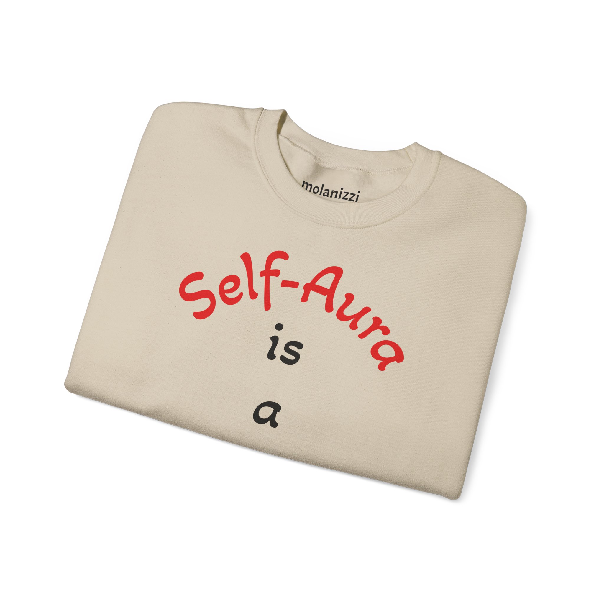 Cozy Crewneck Unisex Sweatshirt with Self Aura letters by Molanizzi