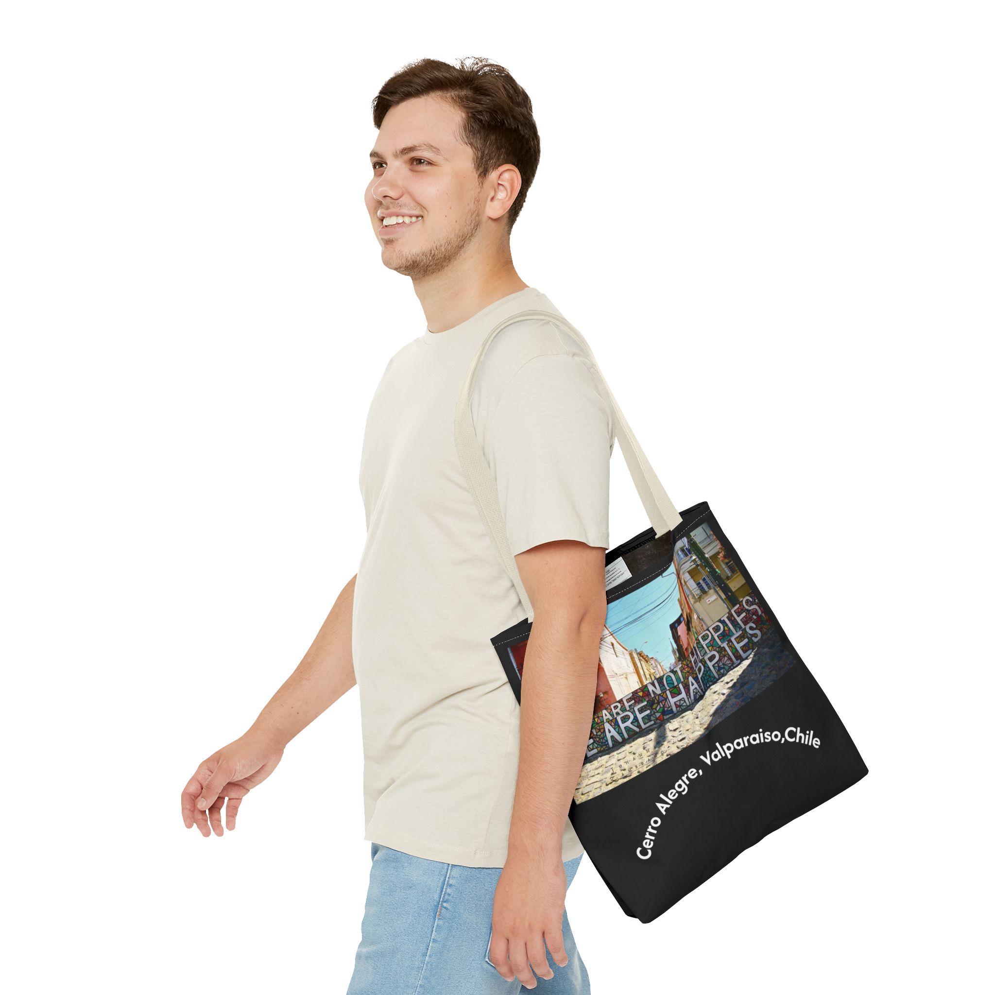 Black Tote bag with Valparaiso graffiti print by Molanizzi