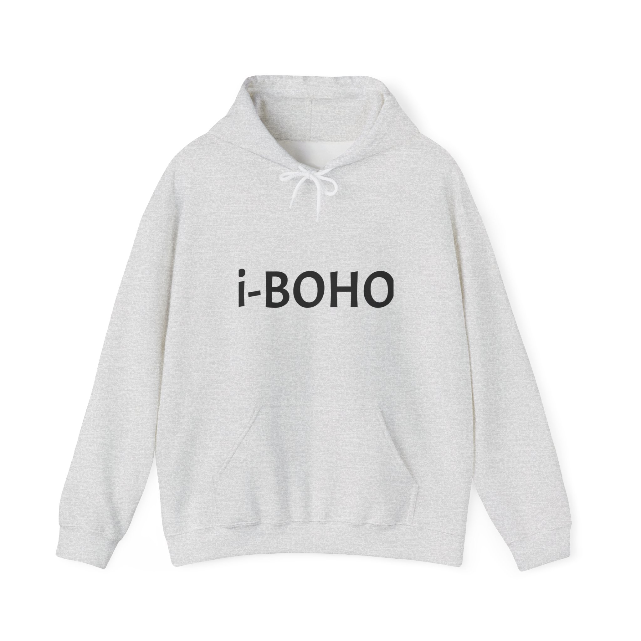 Molanizzi i-Boho unisex heather gray hoodie. Comfortable, stylish sweatshirt with hood and front pocket.