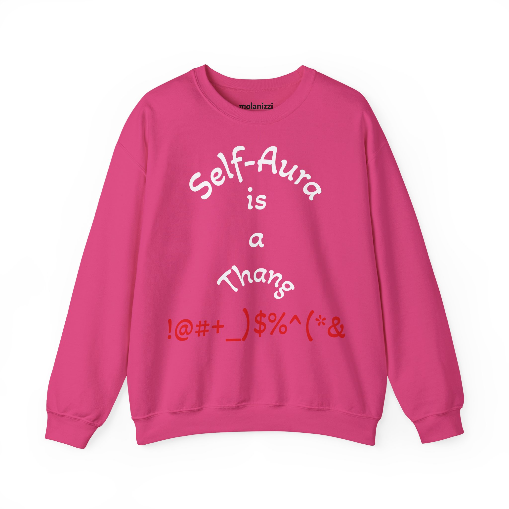 Cozy Crewneck Unisex Sweatshirt with Self Aura letters by Molanizzi