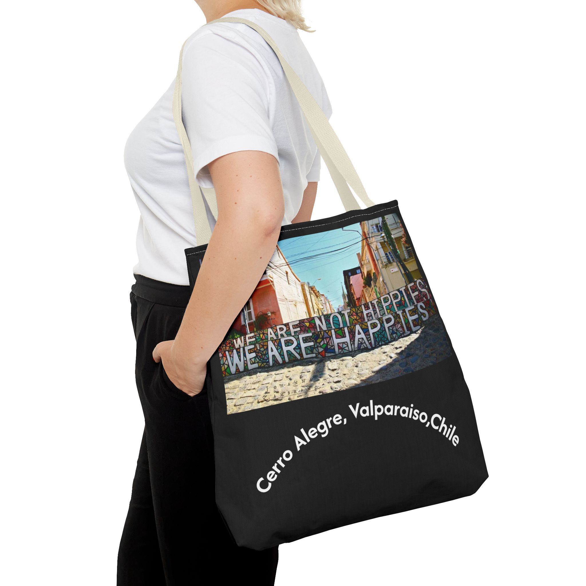 Black Tote bag with Valparaiso graffiti print by Molanizzi