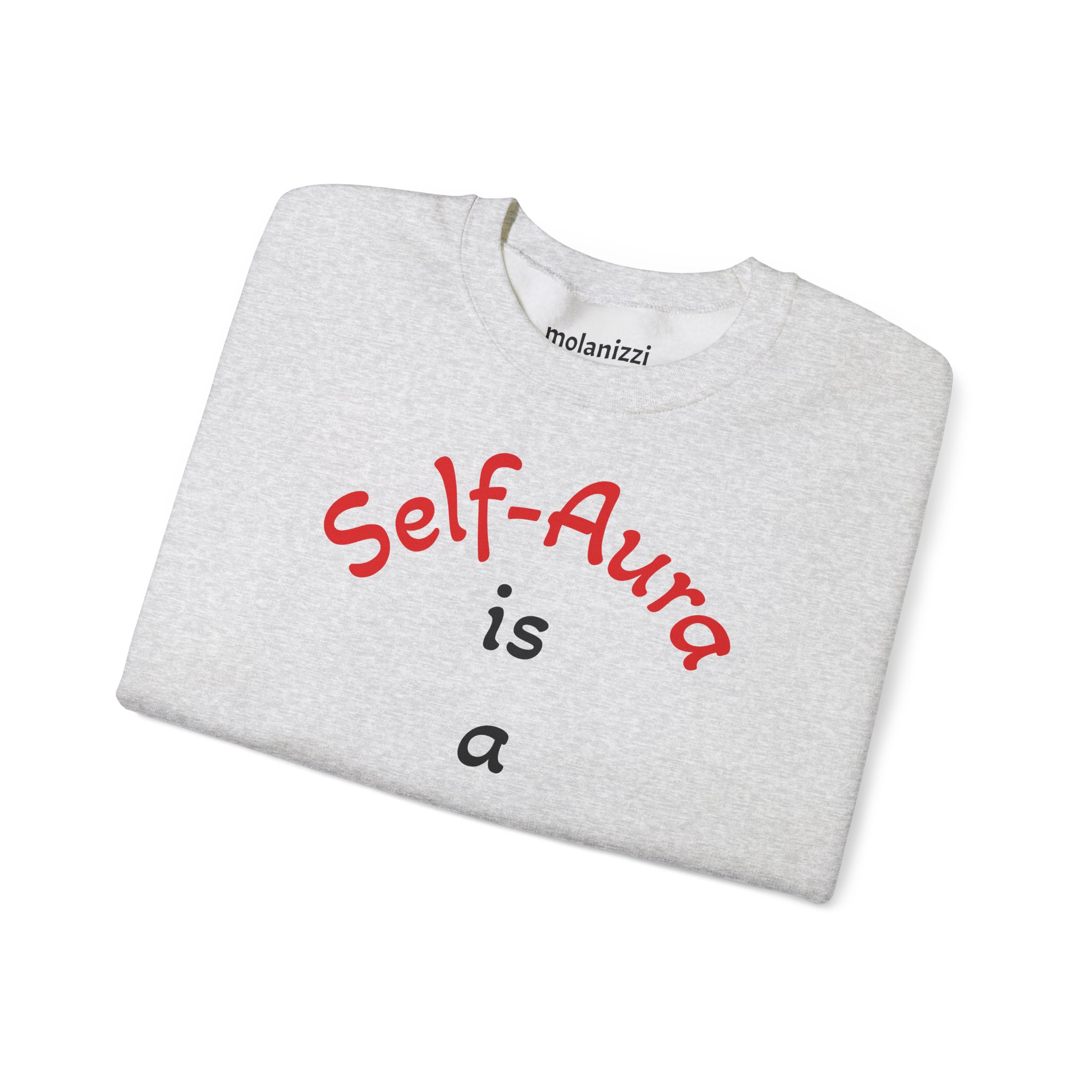 Cozy Crewneck Unisex Sweatshirt with Self Aura letters by Molanizzi