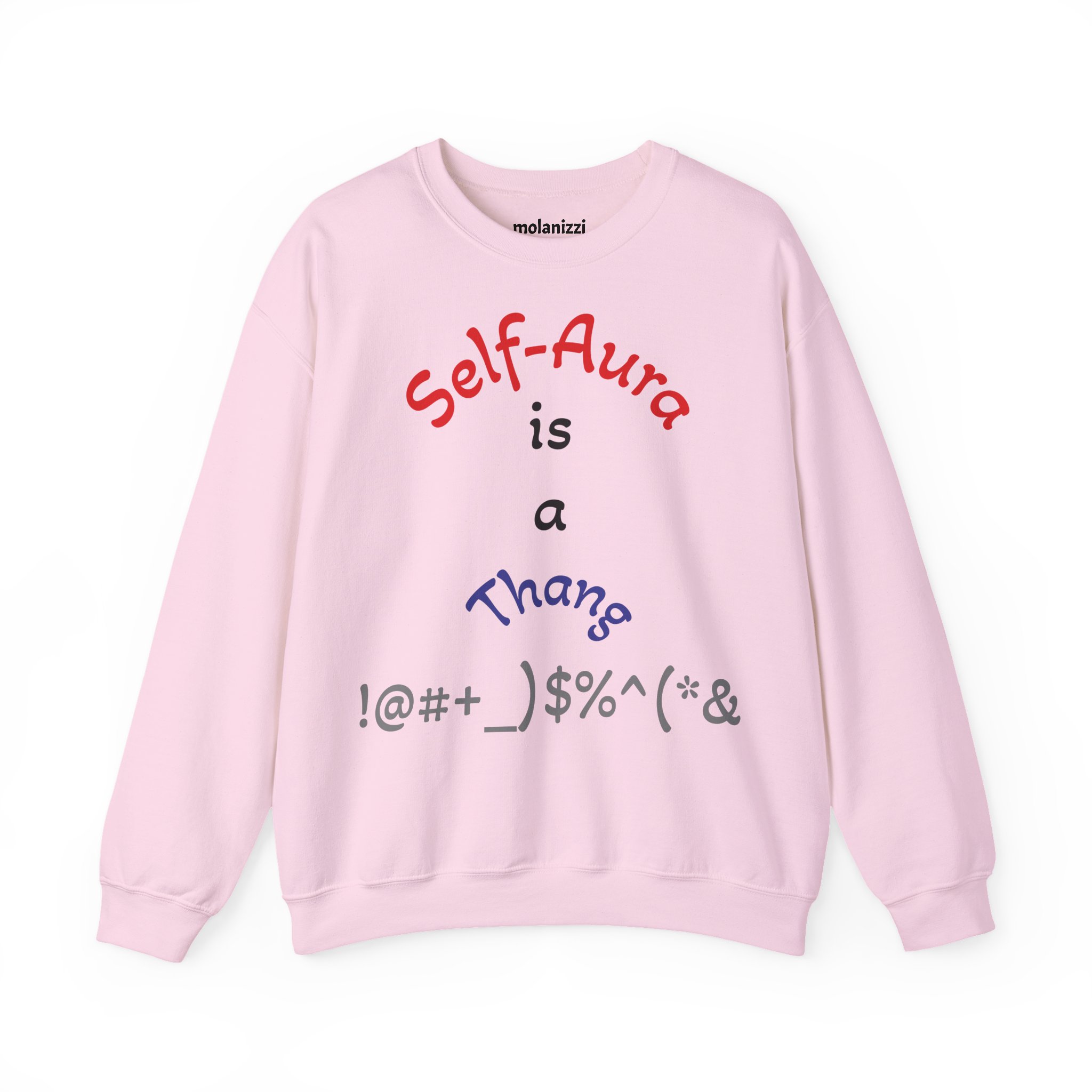 Cozy Crewneck Unisex Sweatshirt with Self Aura letters by Molanizzi
