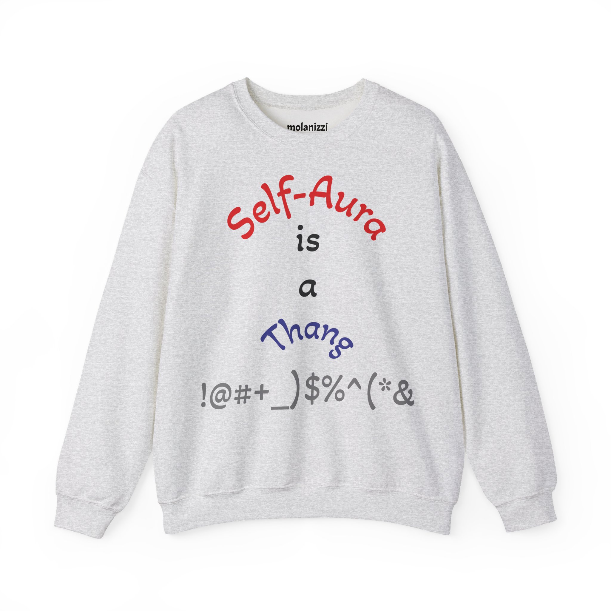Cozy Crewneck Unisex Sweatshirt with Self Aura letters by Molanizzi