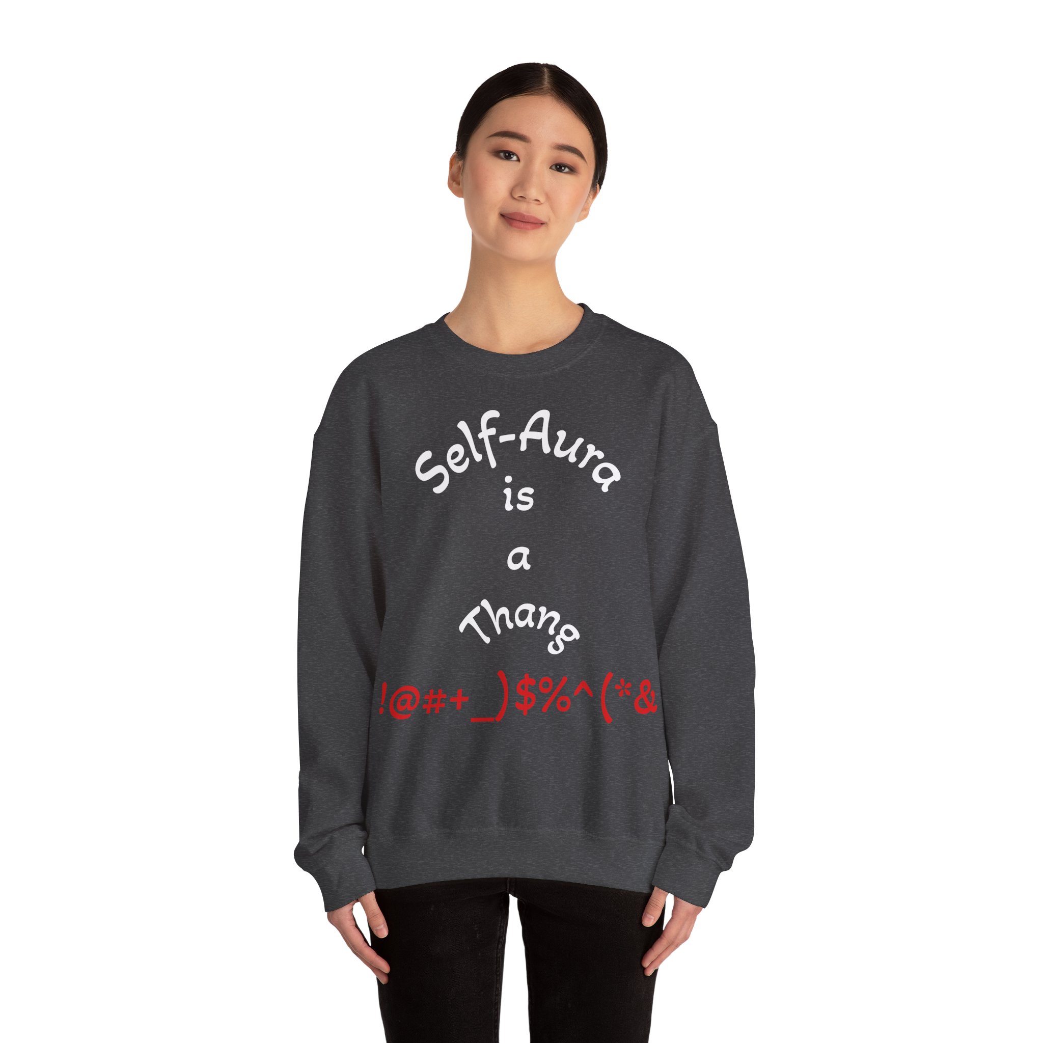 Cozy Crewneck Unisex Sweatshirt with Self Aura letters by Molanizzi