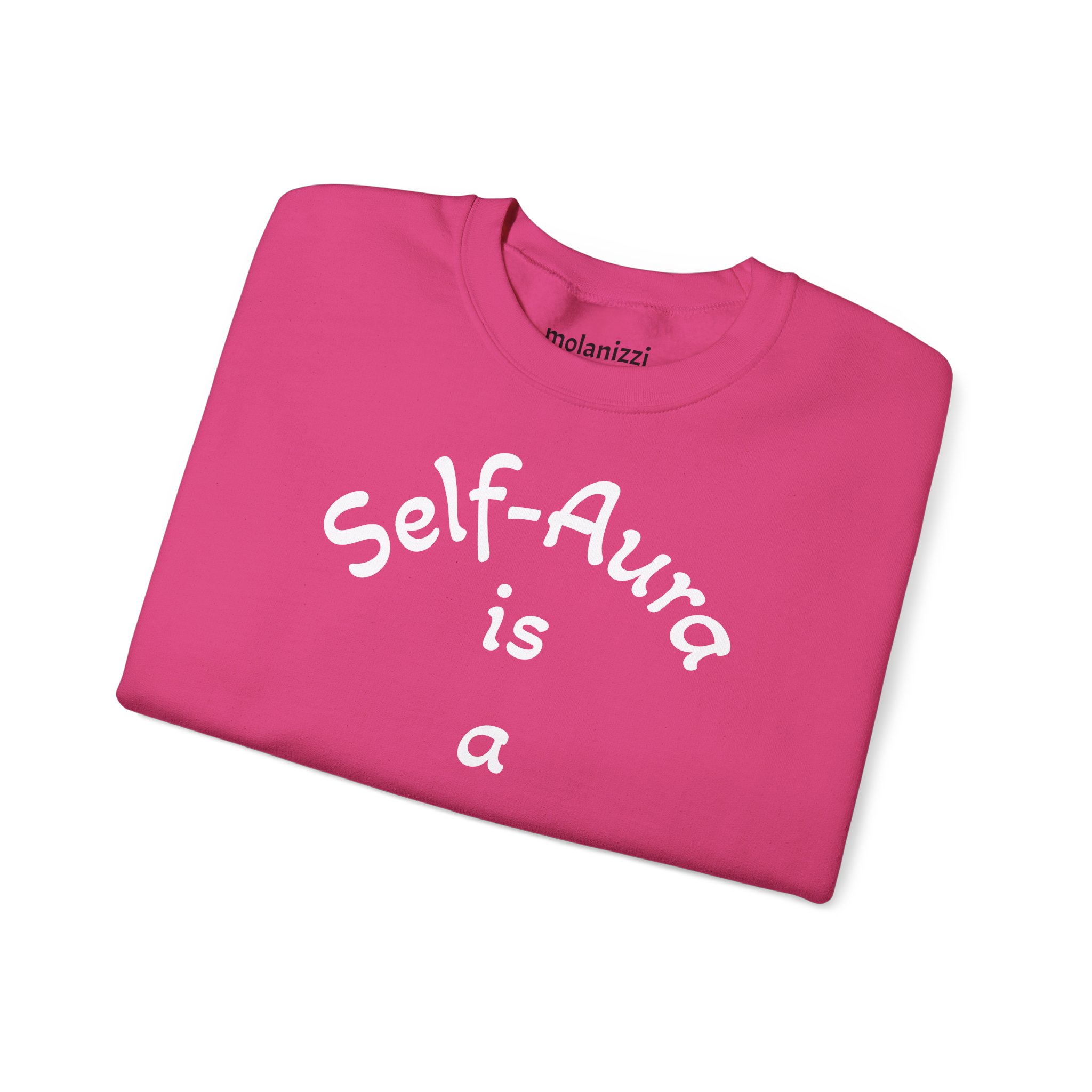 Cozy Crewneck Unisex Sweatshirt with Self Aura letters by Molanizzi