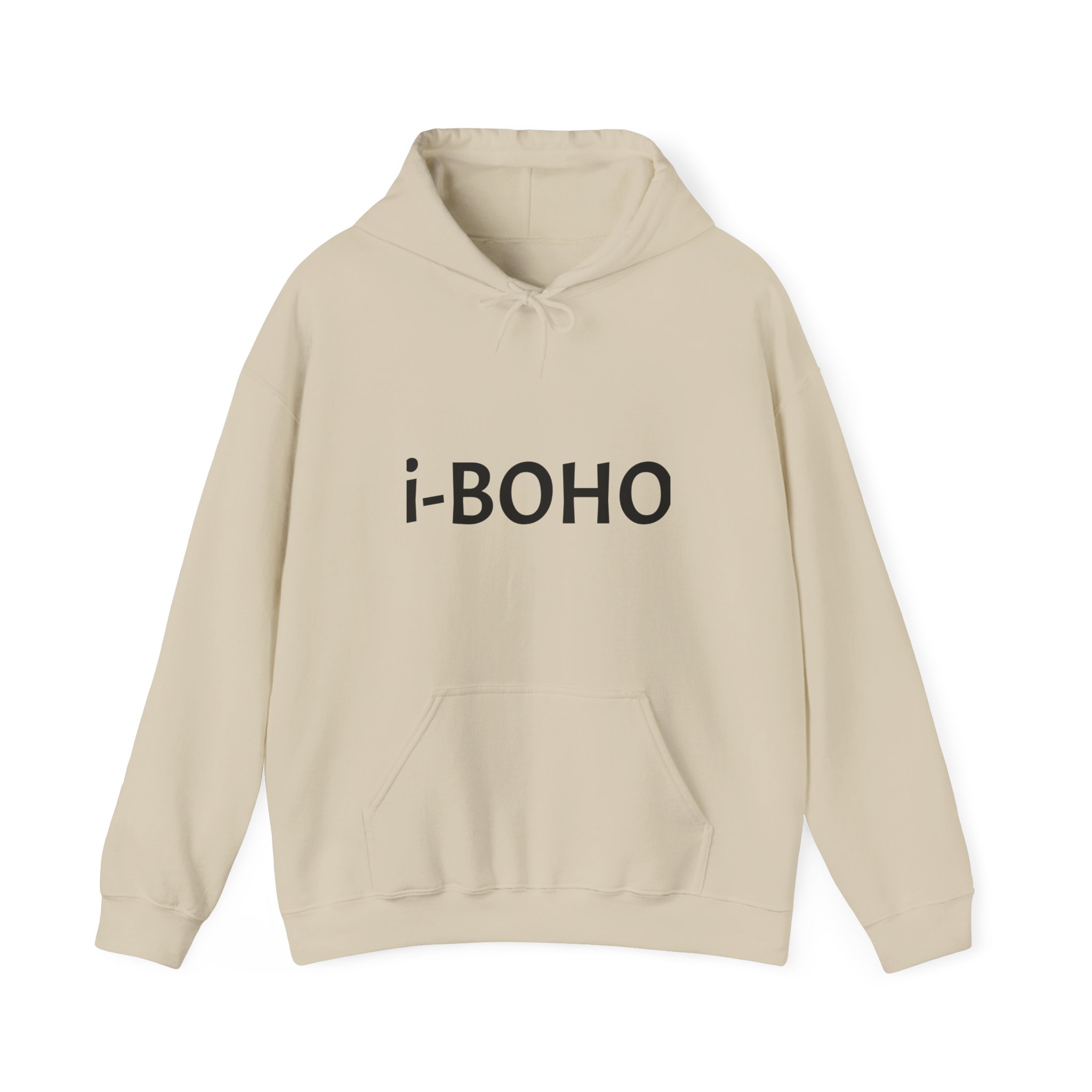 Molanizzi i-Boho beige hoodie. Unisex hooded sweatshirt, comfortable style.