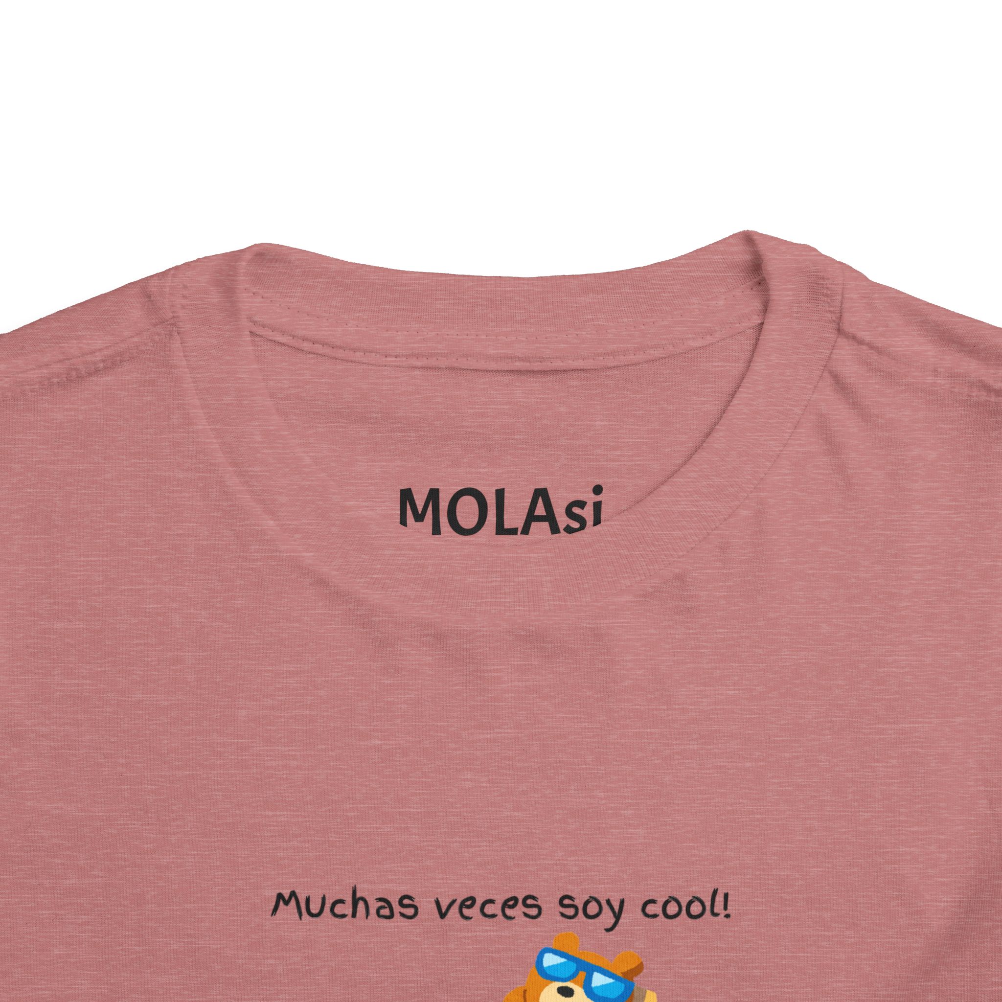 Toddler tee with "Muchas veces soy cool!" Spanish text and bear graphic