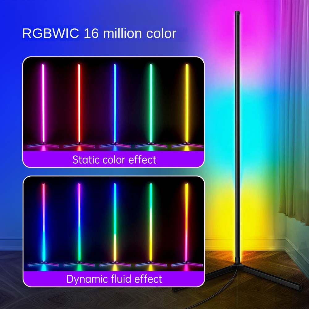 RGBIC Floor Lamp – 1.42m Smart LED Spliced Light with Voice Activation - Image 3