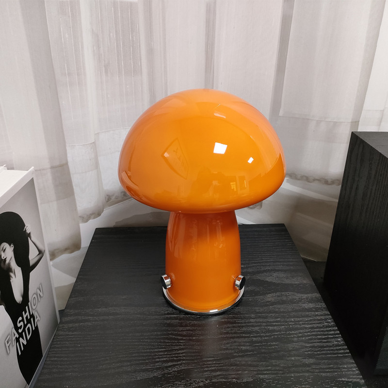 Molanizzi orange mushroom lamp, glass, retro design