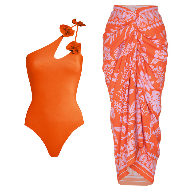 Women's Color-Blocked Flower Swimwear Set – Strapless Bodysuit - Image 6
