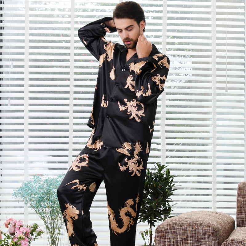 Couple's Matching Faux Silk Pajama Set and Loungewear - Image 10