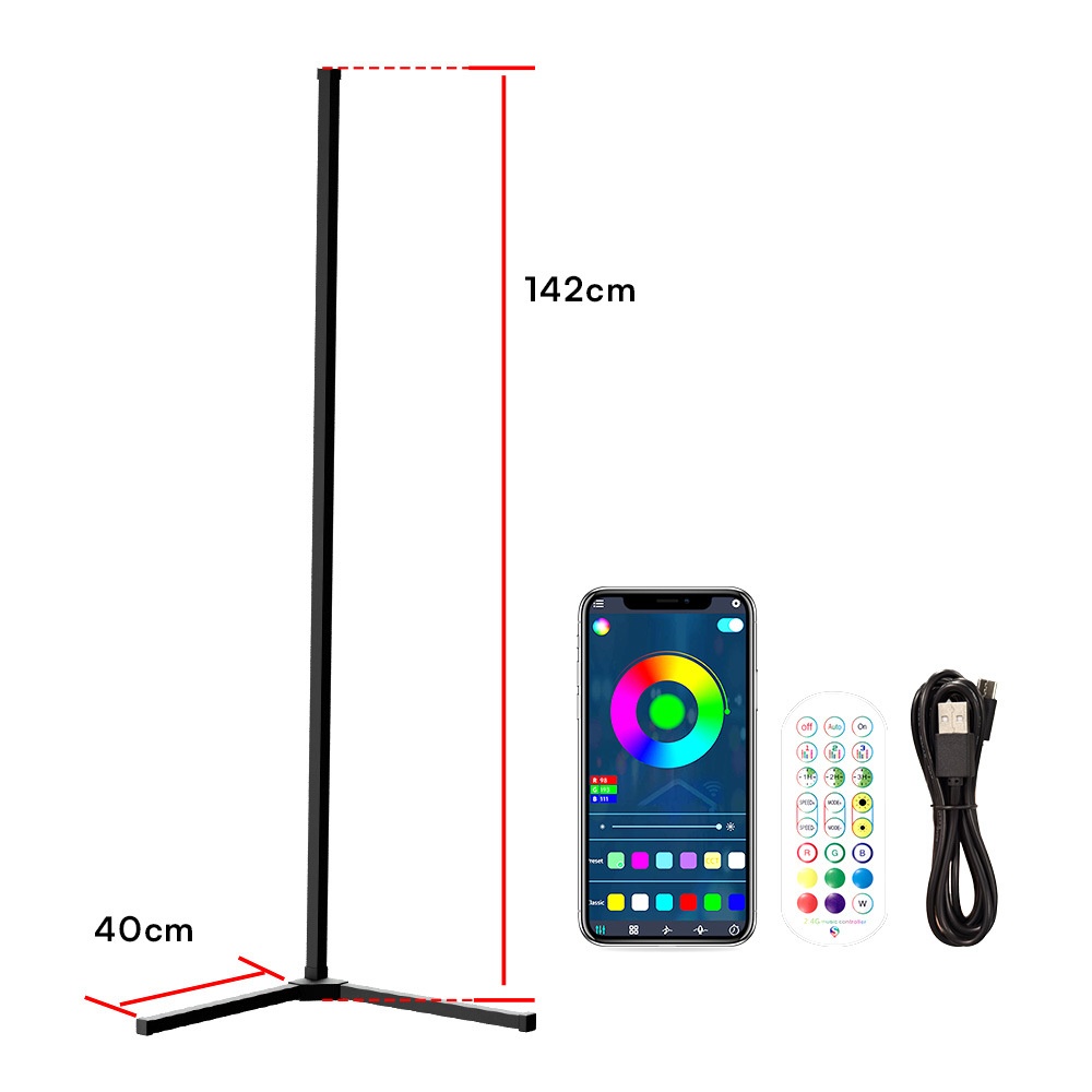 RGBIC Floor Lamp – 1.42m Smart LED Spliced Light with Voice Activation - Image 5