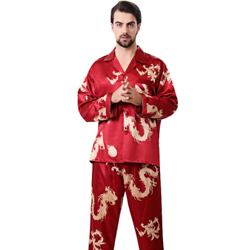Couple's Matching Faux Silk Pajama Set and Loungewear - Image 5
