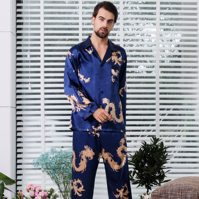Couple's Matching Faux Silk Pajama Set and Loungewear - Image 11
