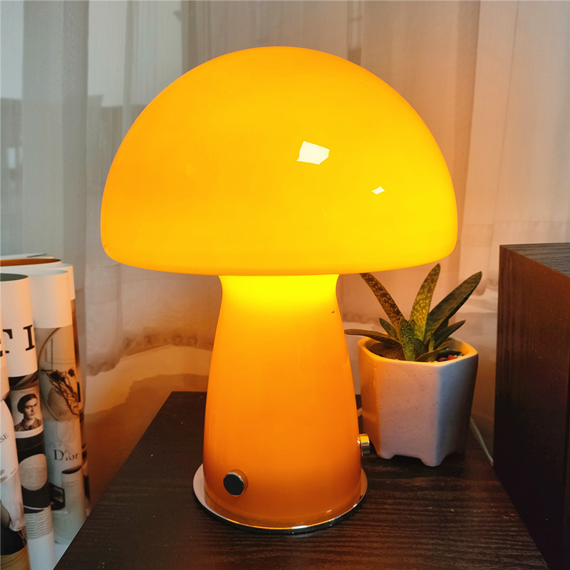 Molanizzi mushroom lamp: orange glass, retro design, ambient lighting