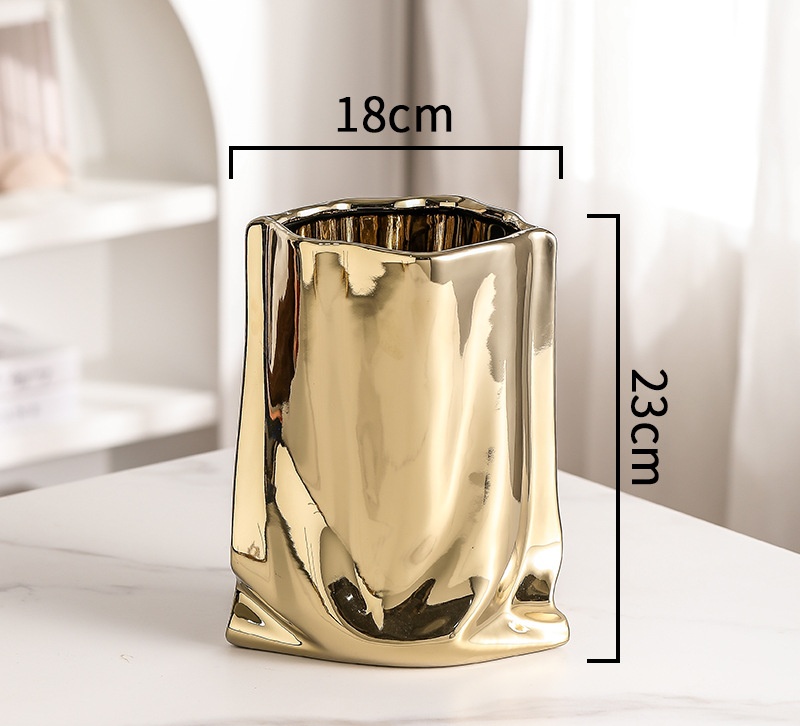 Pleated Electroplated Ceramic Vase – Metallic Accent for Fresh or Dried Flowers - Image 5