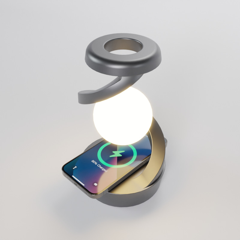 Floating and Spinning LED Moon RGB Table Lamp with Wireless Charger - Image 7