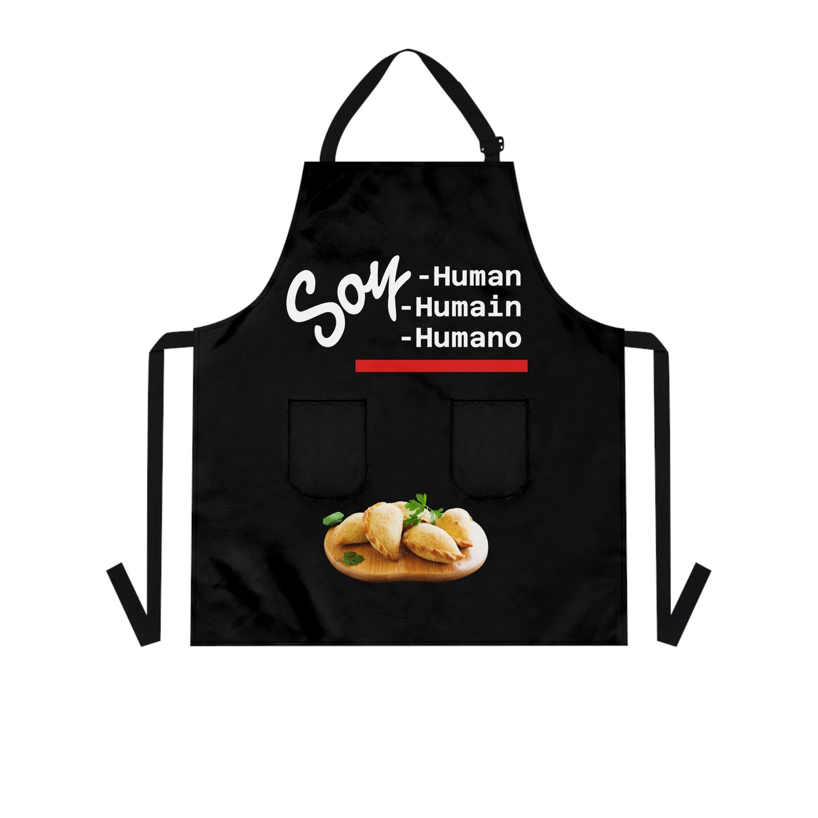 Chef & BBQ Apron with 'Soy Humano' Graphics and Front Pockets - Image 2