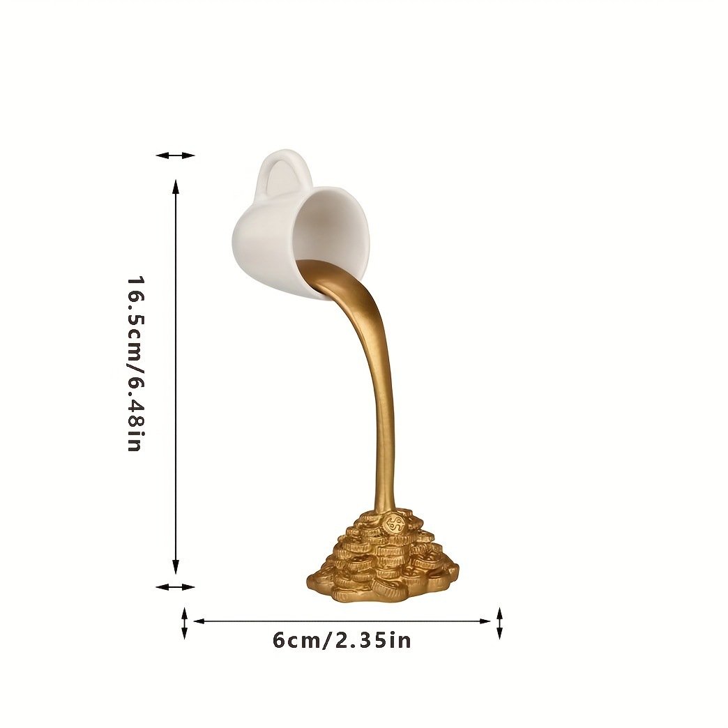 Creative Floating Liquid Spilling Coffee Cup Resin Table Sculpture - Image 6