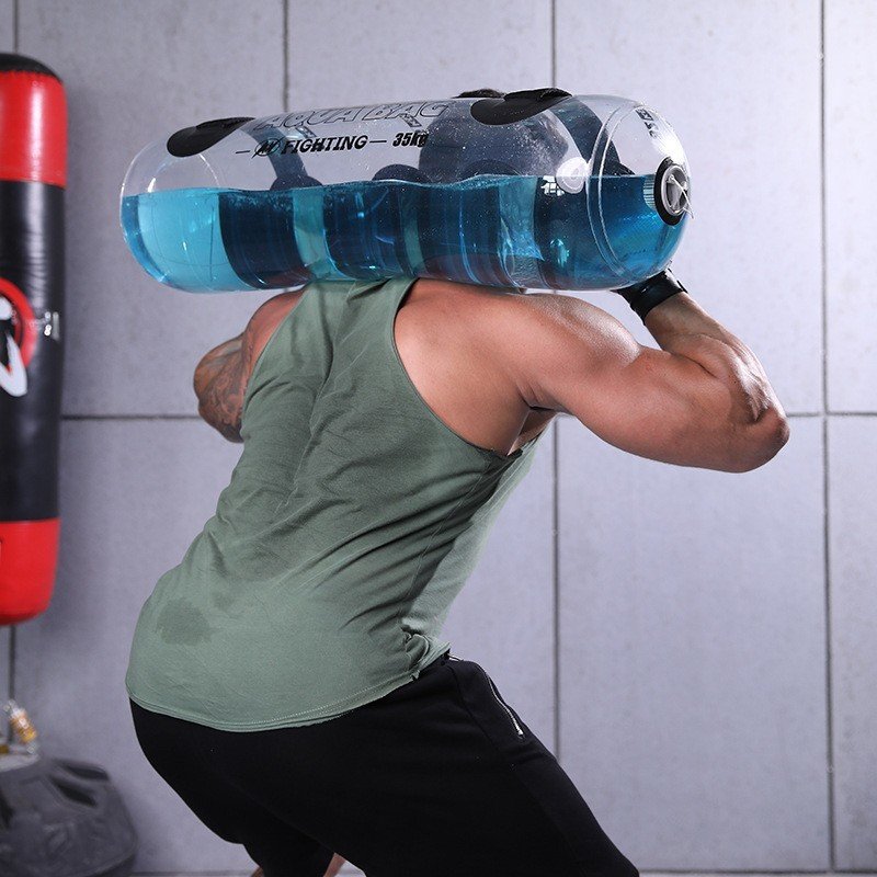 Transparent Cylindrical Aqua Fitness Water Bag for Weightlifting and Core Training - Image 3