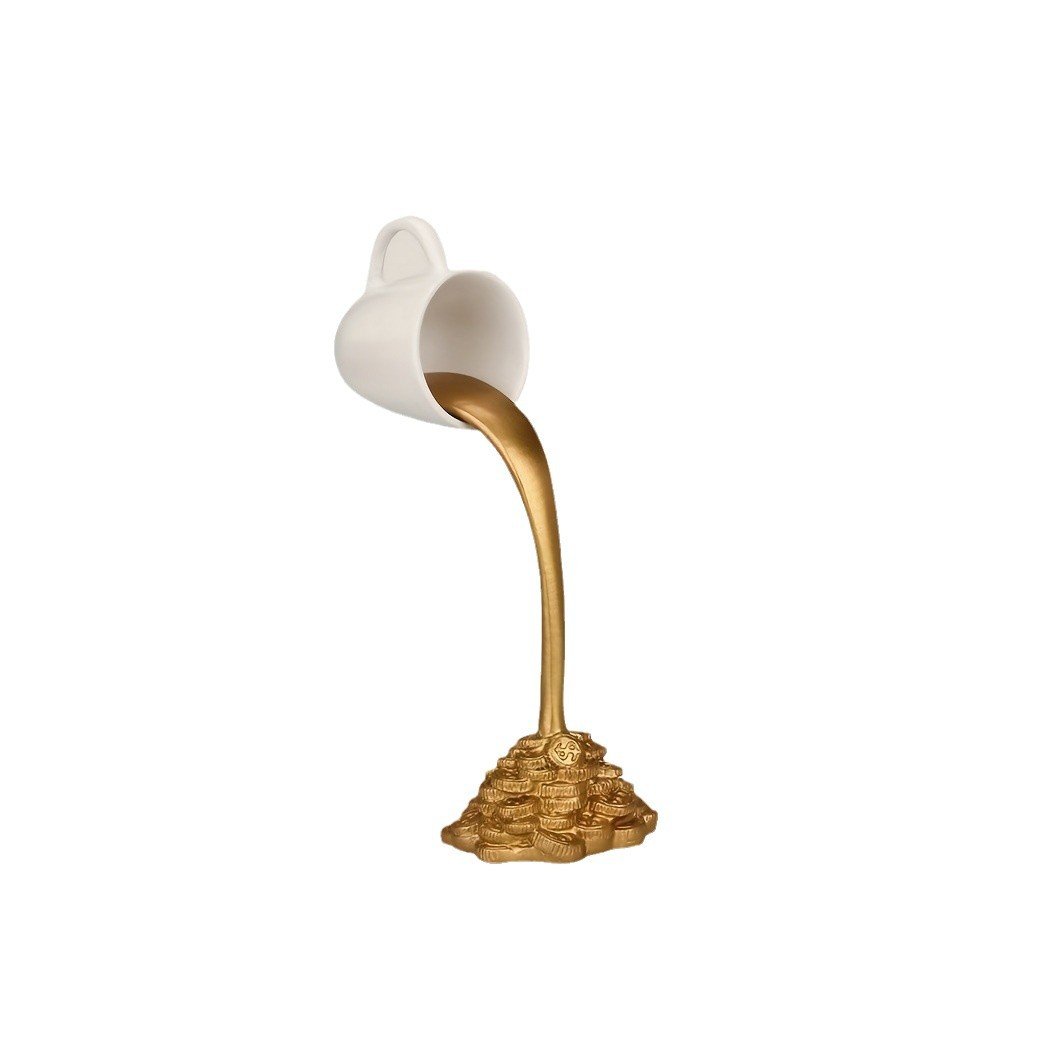 Creative Floating Liquid Spilling Coffee Cup Resin Table Sculpture - Image 5