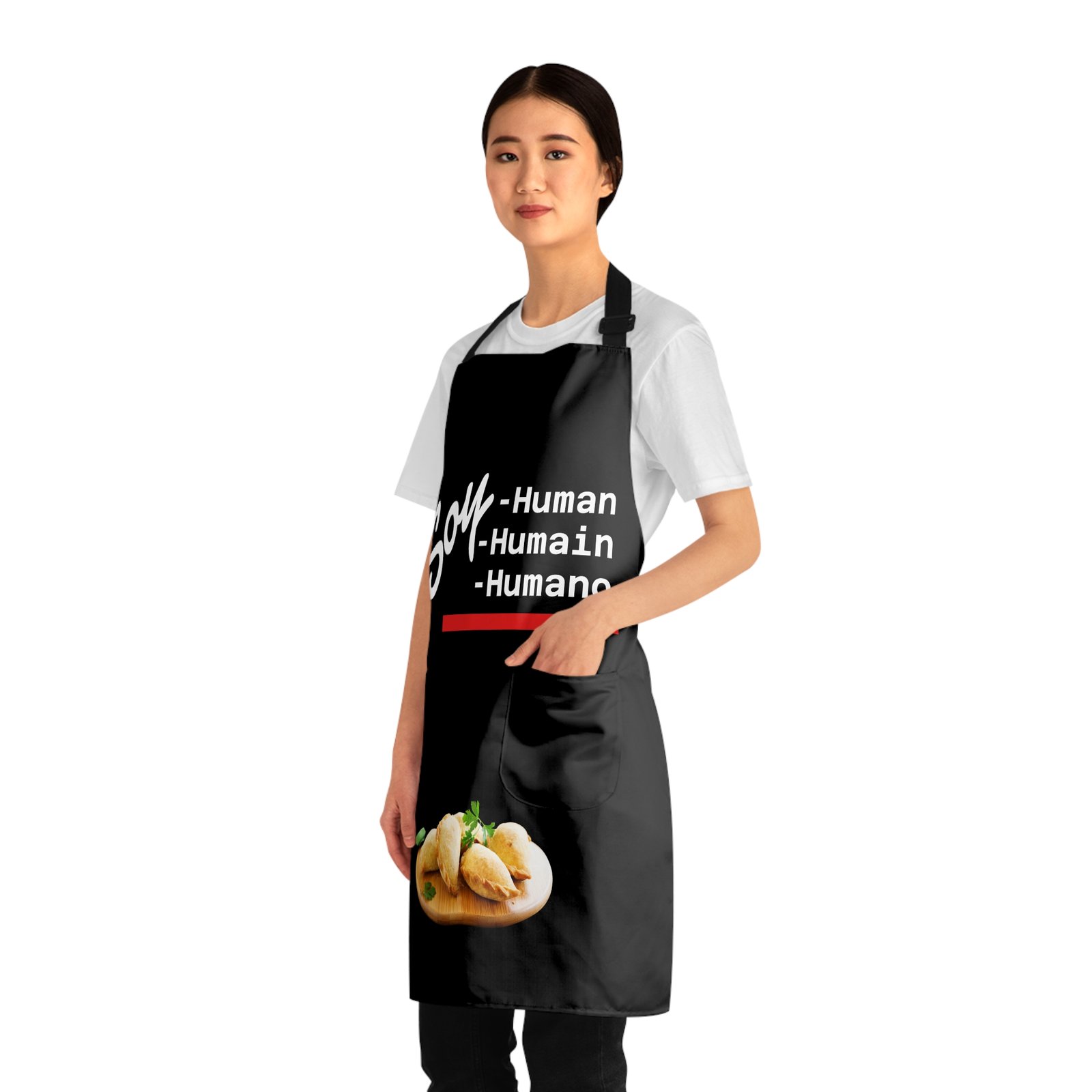 Chef & BBQ Apron with 'Soy Humano' Graphics and Front Pockets - Image 4