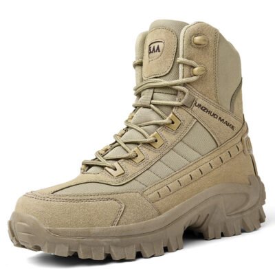 Men's Heavy-Duty High-Top Military Tactical Boots for Hiking and Outdoor Training