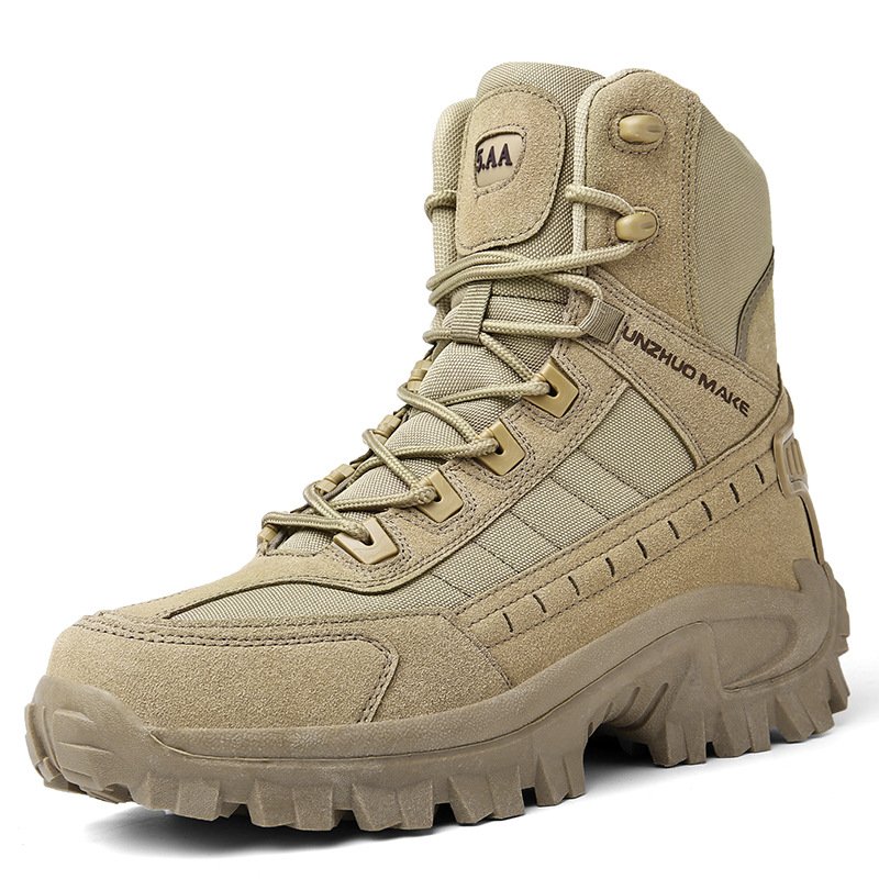 Men's Heavy-Duty High-Top Military Tactical Boots for Hiking and Outdoor Training