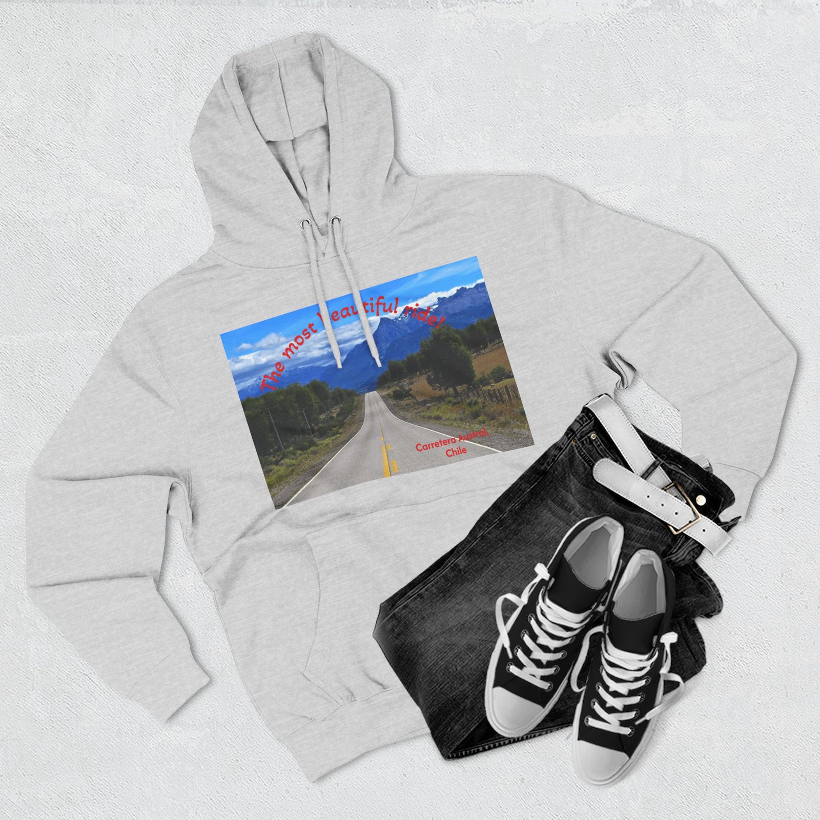 Scenic Adventure Three-Panel Fleece Hoodie with Kangaroo Pocket - Image 7