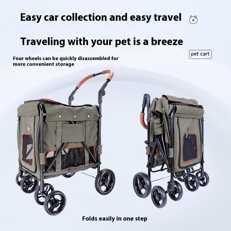 Portable Foldable Pet Stroller Trolley Cart with Dual Safety Buckles (25kg Capacity) - Image 2